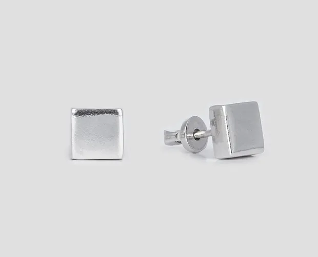 Срібні сережки пусети Квадрати 24091