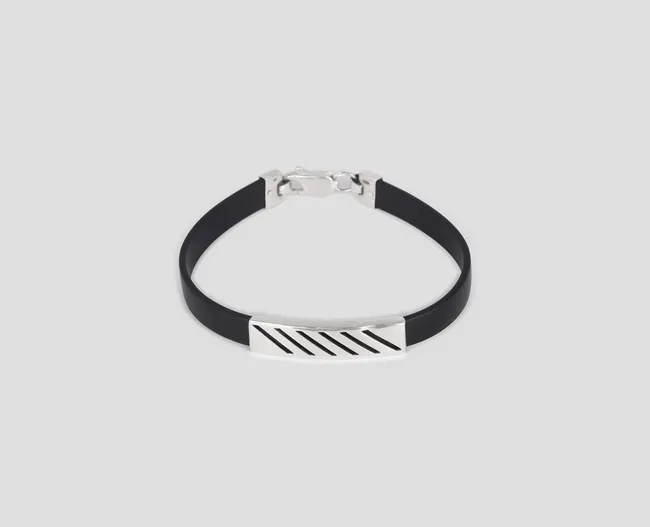 Серебряный браслет каучуковый б-53  зображення 2