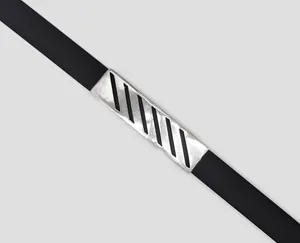 Серебряный браслет каучуковый б-53 