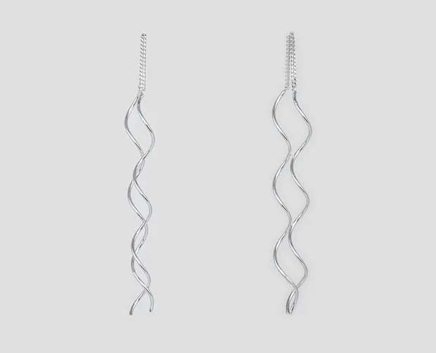 Срібні сережки протяжки Спіралі 21019