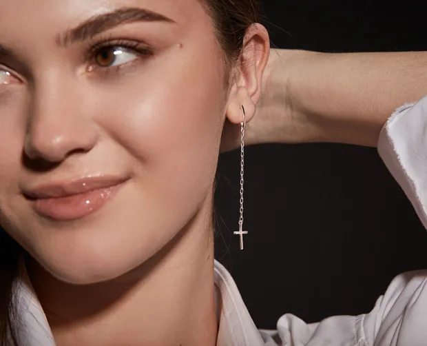 Срібні cережки з підвіскою Хрестики Стайл Маленькі 20228/S