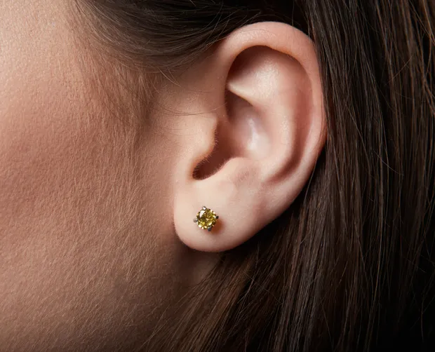 Срібні сережки жовто-блакитні пусети 23058