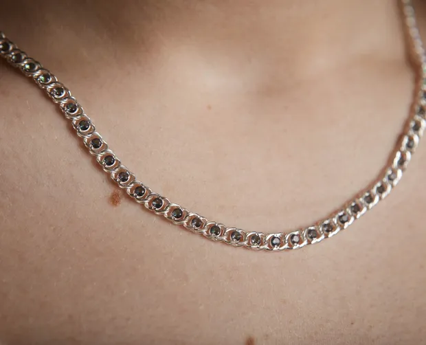 Срібне кольє Арабський Бісмарк з фіанітами ц.6003м/цв