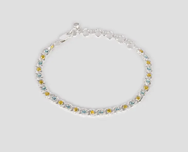 Срібний браслет Арабський Бісмарк з фіанітами 7003ЖБ