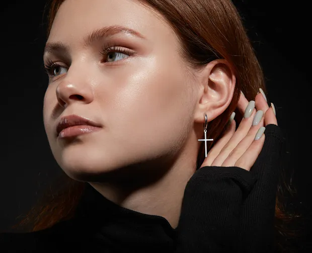 Срібні сережки конго Хрестики 1078.50С