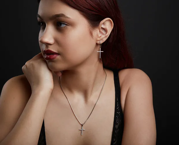 Срібні сережки англійська застібка Хрестики 1293С