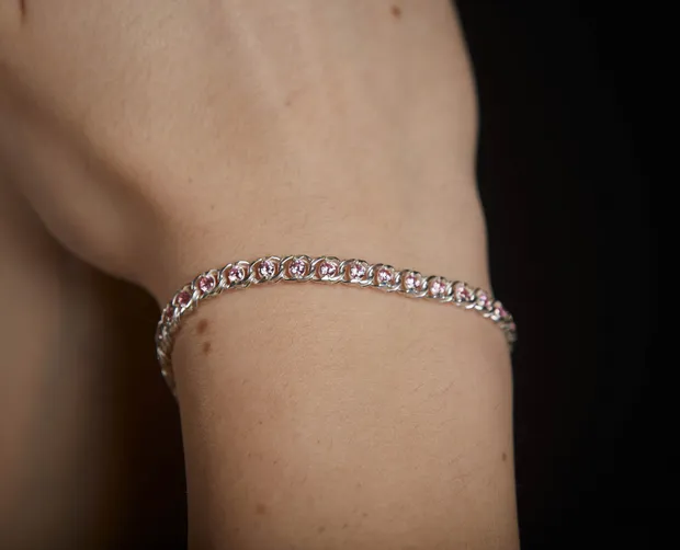 Срібний браслет Арабський Бісмарк з фіанітами 7003м