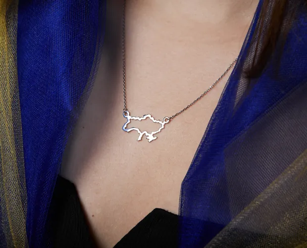 Срібне кольє Україна 5-2105-Rh