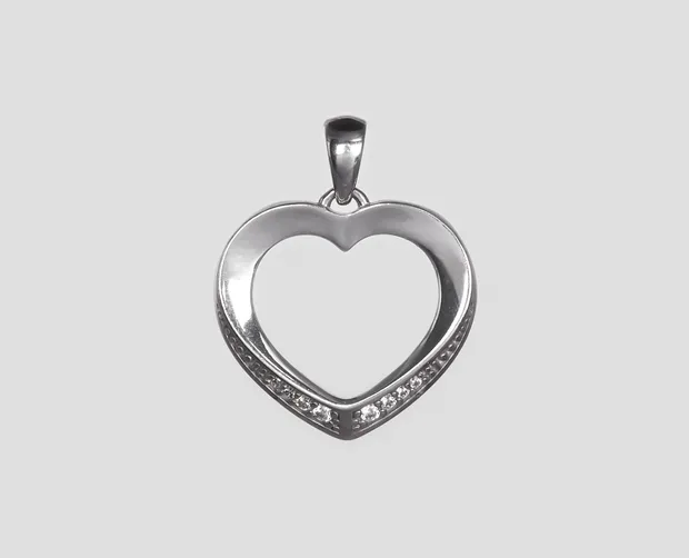 Срібна підвіска Серце з фіанітами 863П