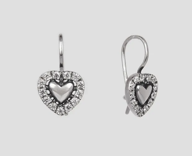 Срібні сережки з французькою застібкою Сердечка 23279