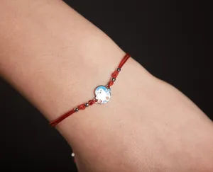 ___Срібний браслет шовковий дитячий з підвіскою   зображення 5