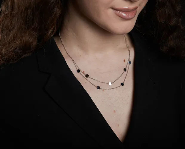 Срібне кольє Подвійні Монетки 8610957