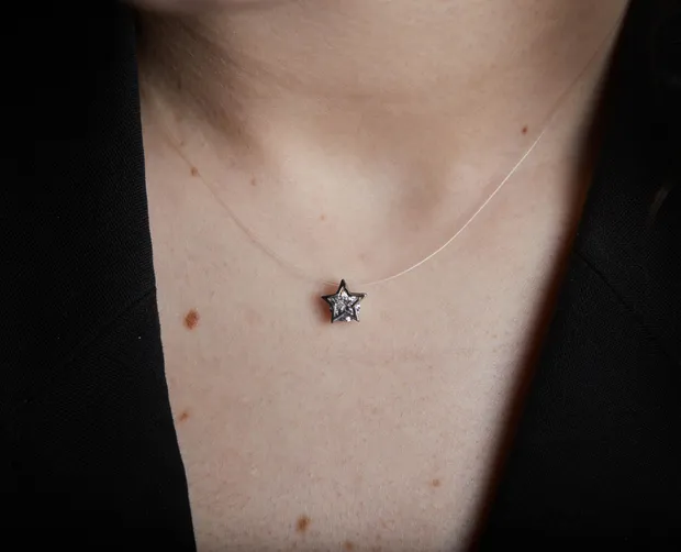Срібне кольє-невидимка Зірка 862195