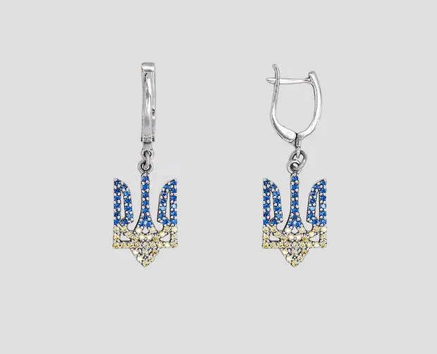 Срібні сережки Тризуб 23268