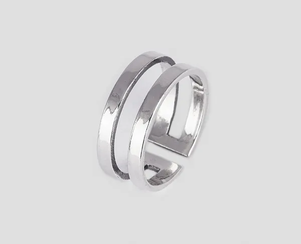 Срібна каблучка фалангова Дві Смужки 12031/1
