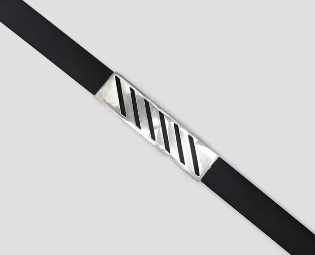 Срібний браслет каучуковий б-53