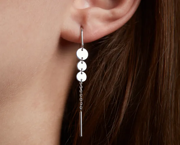 Срібні сережки протяжки Монетки 261734