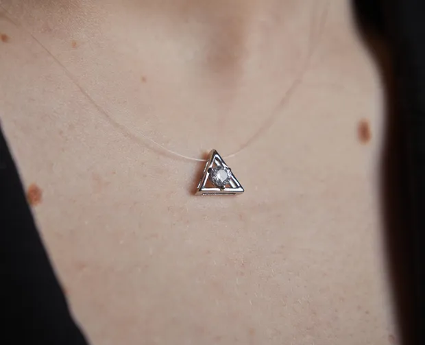 Срібне кольє-невидимка Тріо 862214