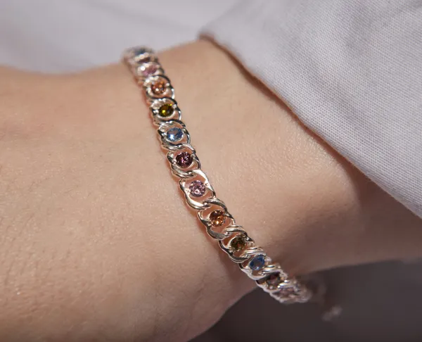 Срібний браслет Арабський Бісмарк з фіанітами 7003м