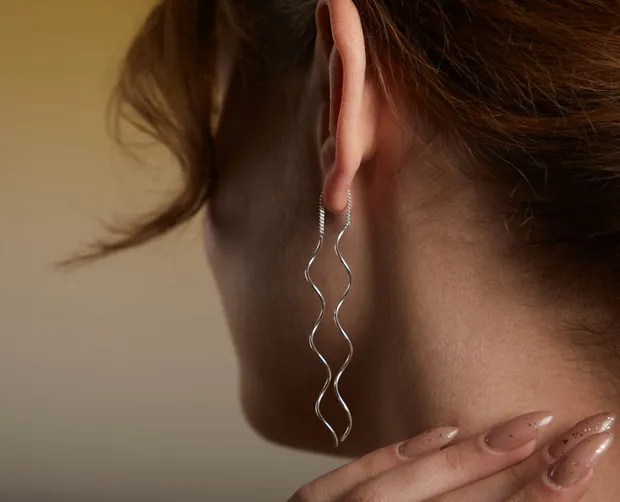 Срібні сережки протяжки Спіралі 21019